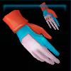 Orange and blue beach gloves