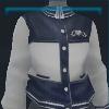 Blue and white college sweater