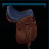 Brown and blue saddle