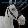 Medieval black and gold horned bridle