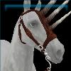 Medieval brown and silver horned bridle