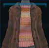 Knitted gradient sweater with hazelnut leather coat
