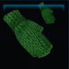 Green knitted mittens