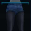 Blue shorts with black leggings