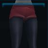 Red shorts with black leggings