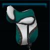 White and green parade saddle
