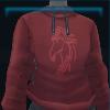 Red hooded sweatshirt with print