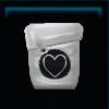 White saddlebag with a heart on it
